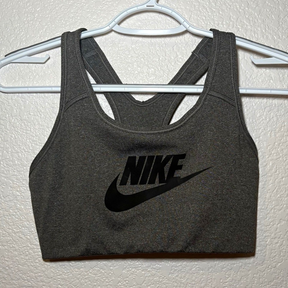 Nike Dri-FIT Gray Racerback Sports Bra Wireless Pullover Medium Support S